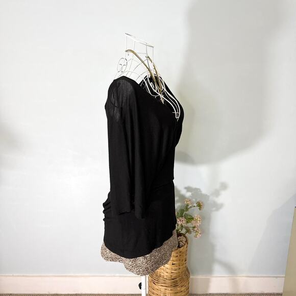 Cute vintage y2k black babydoll wrap blouse top - Picture 4 of 6